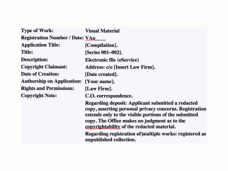 Sample copyright registration